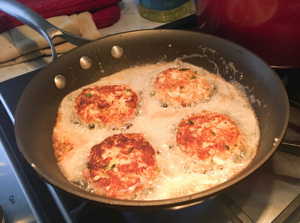 crab cakes cooking