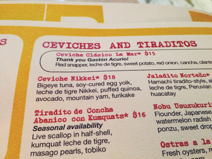 ceviche menu – Musings of Ms X.