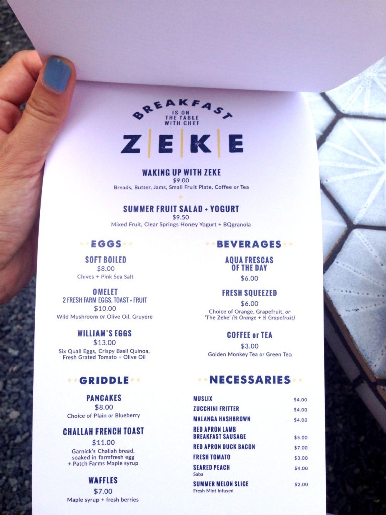 menu zeke