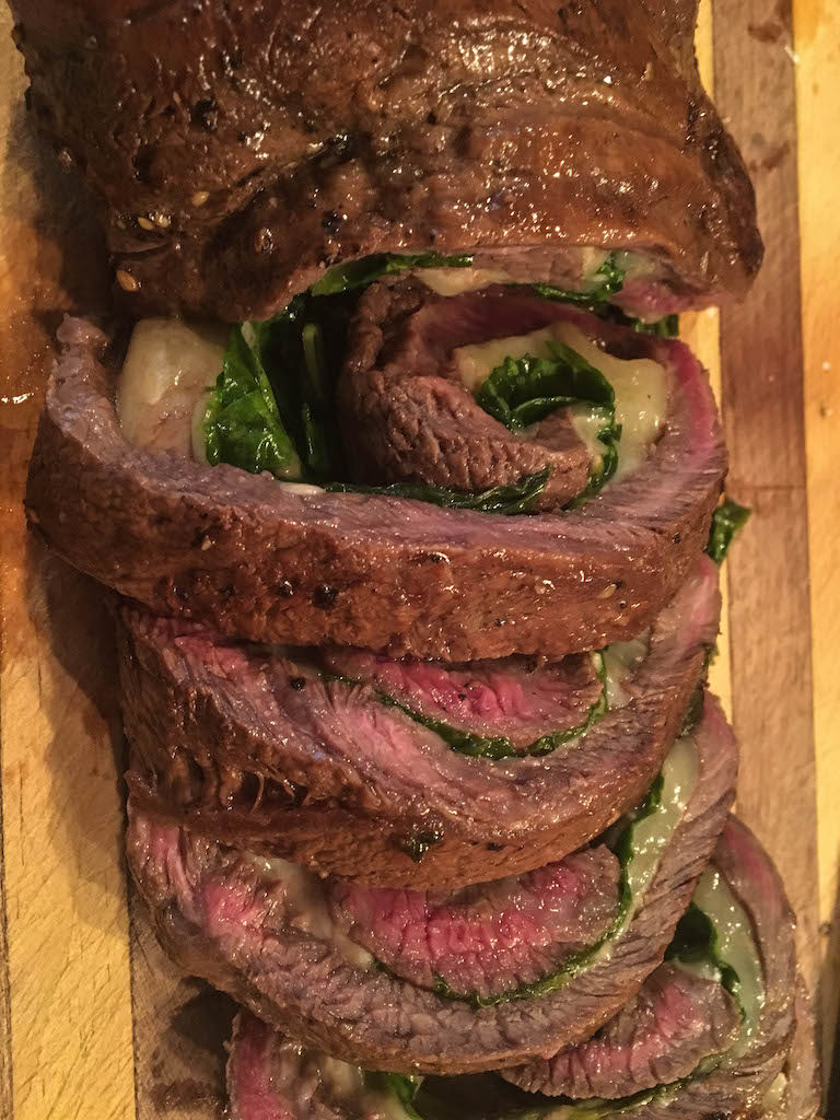 sliced stuffed steak
